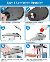 PZOTRUF Automatic Soap Dispenser, Touchless Dish Soap Dispenser 17oz/500ml with Infrared Sensor, 5 Adjustable Soap Levels, Liquid Hand Soap Dispenser for Bathroom Kitchen (Silver)